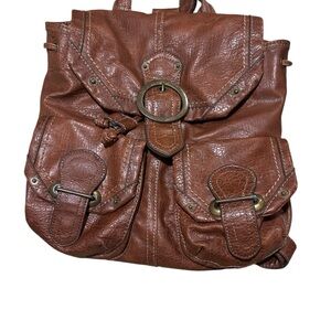 Vintage America Nine West Brown Leather BackPack Bag 13x12